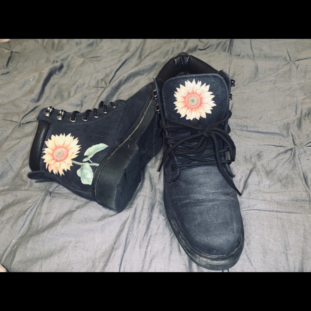 Sunflowers Combat Boots